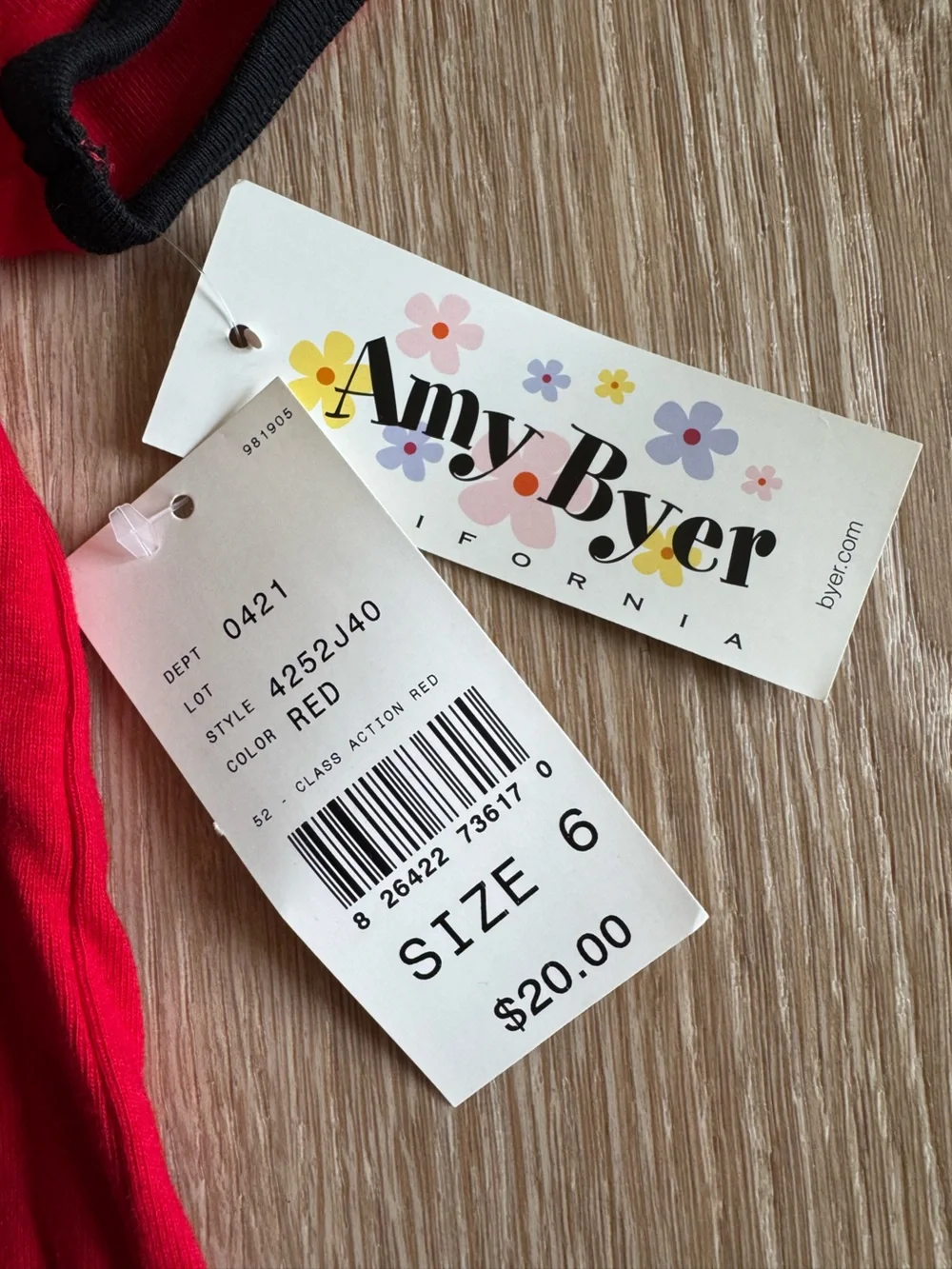 Amy Byer Red Short Sleeve Tee with Black Scotty Dog Graphic